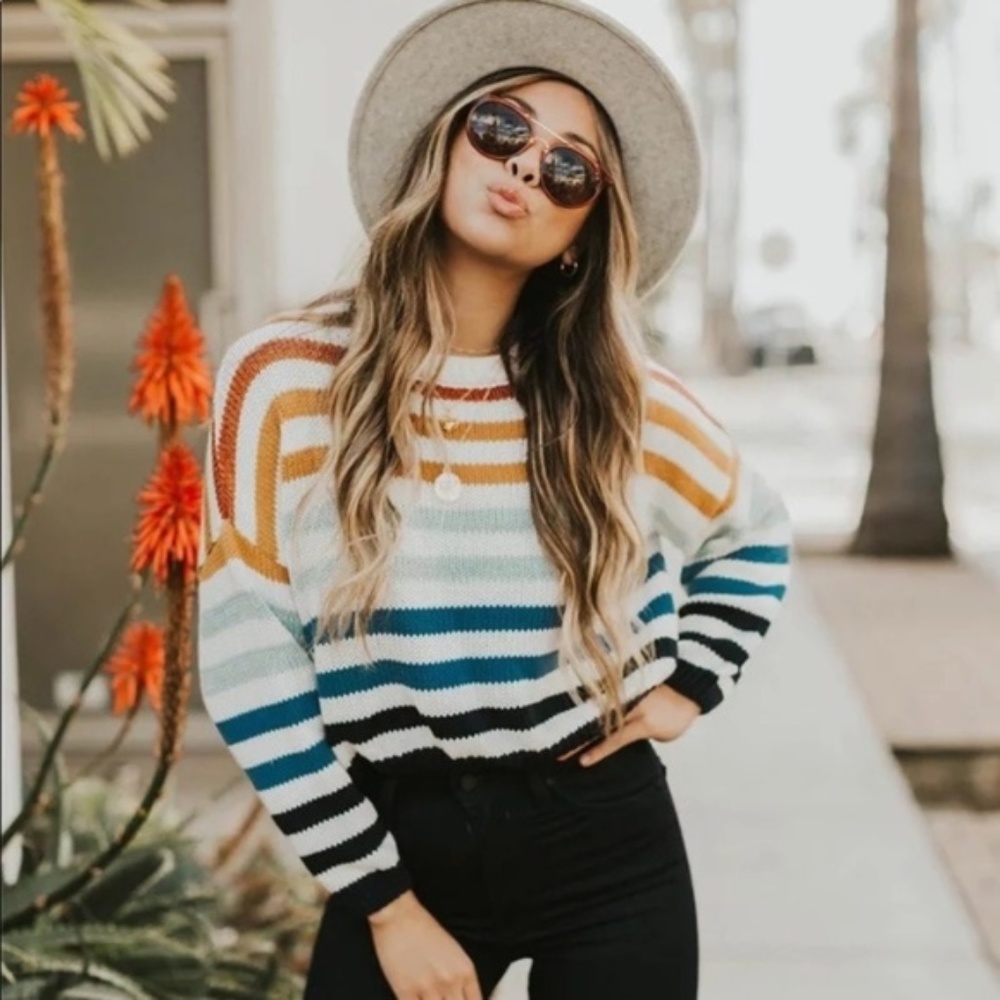 Leticia Striped Soft Knit Crew Neck Sweater - Picture 5 of 7